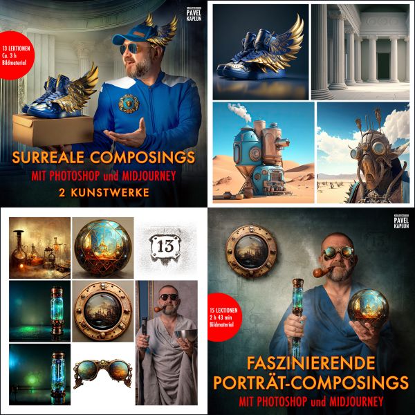 BUNDLE: Surreale Composings & faszinierende Porträt Composing mit Photoshop & Midjourney